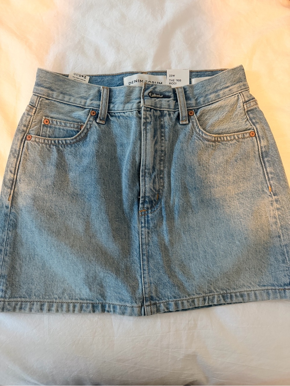 Denim Forum Light Wash Denim Mini Skirt